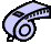 Pixelated light purple whistle with black outline, circular mouthpiece, and two dark rectangular accents on top.