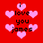 Red background with pink heart shapes and black text reading "i love you james" in multiple positions.