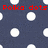 Dark blue background with white polka dots, red text reading Polka dots and LOVE<3, gray rectangle overlay on right side.