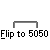 Pixelated character with red-and-black striped headpiece, green shirt, and black pants on gray background; text "Flip to 5050" below each frame.