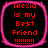 Four identical square icons with rounded corners, each displaying red text on a black background within a pink border.