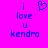 Pixelated blue text on bright pink background reads 'i love u kendro' with a heart symbol replacing the word 'love' in one view.