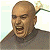 A pixelated contact sheet showing two frames of an animated icon featuring a bald man with a mustache and a green text logo on the right side.