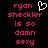 Pixelated text in bright pink on black background with a white heart symbol above the name.