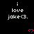 Black background with repeated white text 'i love jake<3.' and pink pixelated hearts in a pattern, partially cropped at bottom right