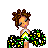 Pixel art cheerleader icon with green/yellow pom-poms and text "SLEEP CHEER REPEAT" on gray background, part of a 6-frame animation contact sheet showing different poses.