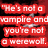 Red and black pixelated text display dialogue about Jacob, Edward, and werewolf/vampire identities with a 'virgo' claim