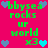 Pixelated green text on bright pink background with blue and cyan hearts, repeating 'bbysea rocks ur world x3' in two