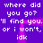 Purple background with white pixelated text repeating 'where did you go?' and 'I'll find you. or i won't.' with 'idk' below, overlaid by a pink rectangular frame.