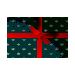 A dark green gift box with light green polka dots and a red ribbon bow, shown in multiple rotated positions against a gray background.