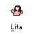 Pixelated icon of a person with brown hair and pink clothing, two versions with differing text below.