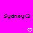 Two identical pixelated text strings 'Sydney<3' on a bright pink background with white pixel hearts below each text string.