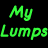 Animated contact sheet of text-based buddy icons with varying colors and styles arranged in a 3x3 grid on black background, showing multiple frames of the same design across different color schemes.