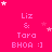 A bright pink background with repeated text "Liz & Tara BHOA :)" and scattered white stars in various sizes.