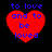 Four red heart-shaped icons with blue text 'to love and to be loved' on black background, two in top , two in bottom