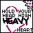 nine identical pixelated icons featuring 'HOLD YOUR HEAD HIGH HEAVY' text over a pink heart outline with glitch effects