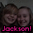 Two pixelated faces with brown hair appear side-by-side above pink text reading 'Jackson!' on a dark background.
