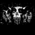 A black-and-white animated sequence shows a central figure with outstretched arms and legs, surrounded by smaller figures in motion, while text below the figure progressively spells 'rancid' from left to right.