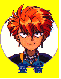 Nine anime-style character portraits in circular frames on colored backgrounds with blue Japanese text below each.