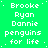 Green background with white pixelated text repeating 'Brooke Ryan Dannie penguins for life' in a pattern, some letters slightly misaligned