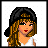 Animated contact sheet showing a pixel art character with long brown hair and black headband alongside multiple variations of the text 'born' and 'drum' in different styles and grayscale levels.