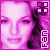 four identical pixelated images showing a person with long dark hair and light skin, each featuring purple and pink color grading