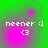 Green background with pink circular gradients and white text 'neener :] <3' in four quadrants, each showing different gradient positions.