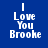 Blue background with white pixelated text reading "I Love You Brooke" in four variations showing different brightness levels.