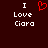 Dark red background with white text reading "I Love Ciara" and a pixelated red heart symbol above the word "Love."