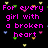 Pixelated text in bright pink on black background with scattered colored shapes, reading "For every girl with a broken heart there is a boy with a gluegun. Do you have a gluegun?".