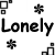 A 50x50 pixel animated contact sheet showing three frames of a black-and-white text-based icon with star symbols and partial words on a white background, partially cropped by a gray transparency overlay.