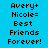 Pixelated text reads 'Avery+ Nicole= Best Friends Forever!' across four with varying background colors