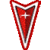 Red and white triangular icon with a central cross, bordered by layered outlines on a white background.
