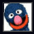 A pixelated 50x50 animated buddy icon featuring a blue puppet character with large eyes and an orange mouth on the left, transitioning to a purple text logo with green dollar signs on the right.