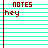 four and six showing a single animated icon with red text on lined paper, displaying sequential messages like "hey" and "I LOVE NOTES"