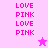 Pixelated text and star icons on pink backgrounds with alternating color schemes.