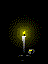 Animated candle icon with flickering flame and surrounding light particles on black background.