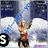 Animated sequence showing a character in red and black attire holding a sword against a blue background with white clouds, transitioning to other scenes.