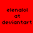Red background with black pixelated text 'elenalol at deviantart' arranged in four quadrants, each showing different white rectangular overlays on the text.