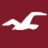 White pixelated bird silhouette on solid maroon background with faint white speckles.