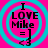 Four identical cyan circular ripple patterns on a bright pink background, each containing black text reading "I LOVE Mike =] <3" in pixelated font.