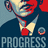 Pixelated portrait of a person in dark suit with red tie and light shirt, repeated across four showing text changes