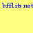 Yellow background with blue pixelated text reading 'bffl its not my fault the cute boys made me' and a solid gray rectangle on the right side.