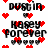 Pixelated black text with red heart symbols scattered across a white background, showing animated changes in heart positions and partial letter visibility.