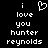 Pixelated text reads 'i love you hunter reynolds' with a heart symbol replacing the word 'love', displayed in two identical side-by-side on black background