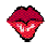 Pixelated red lips with white teeth and black outlines, displayed in two side-by-side views showing different angles.