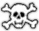 A black-and-white skull and crossbones icon with varying line thicknesses