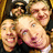 A pixelated group photo of four people on the left, with a red background and black text reading "Backstreets Back!" on the right.