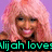 Pixelated image of a person with pink hair and purple background, featuring text overlays in green, purple, and white.