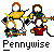 Pixel art of four figures playing instruments with 'Pennywise' text below, showing two animation states where the drummer's arm position changes.